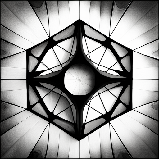 sacred geometry, minimalism, black and white, contrast, symbolism, iconography, simplicity, abstract expressionism
