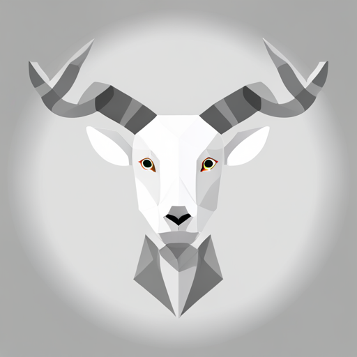 abstract, vector, low-poly, geometric shapes, small, goat, antlers, robot, machine, white background