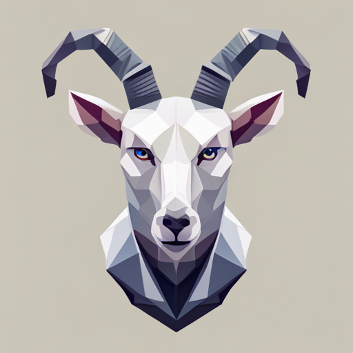 Abstract, vector, low-poly, small, goat, antlers, robot, white background, geometric shapes, minimalism, 3D modeling, angular, wireframe, low poly count, modern, robotic, mechanical, polygonal, fragmented