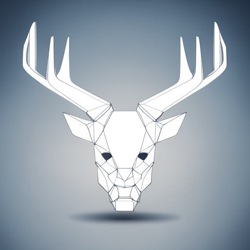 Minimalist form, geometric shapes, wireframe, 3d, abstract, angular, sharp, low poly, constructivist, modern, vector art, robotic, cyborg, machine, small, horns, antlers