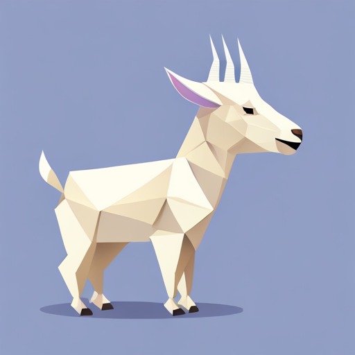 abstract, vector, low-poly, small, goat, antlers, robot, white background