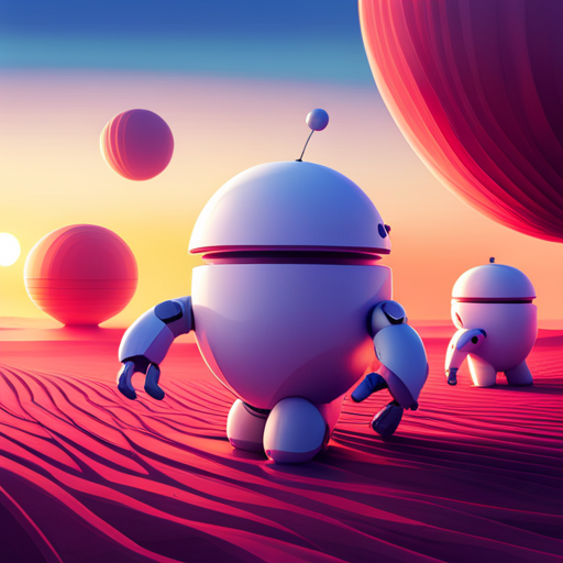 adorable, futuristic, robotics, minimalistic design, bold shapes, toy-like appearance, 3D modeling, plastic materials, geometric shapes, cute, vibrant colors, playful, friendly, robotic companions, small but functional, rubber-like textures