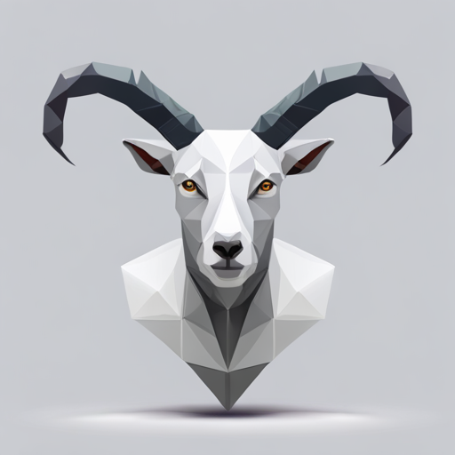geometric shapes, abstract, vector, low-poly, 3d modeling, small scale, goat, antlers, robot, white background, textured, minimalism