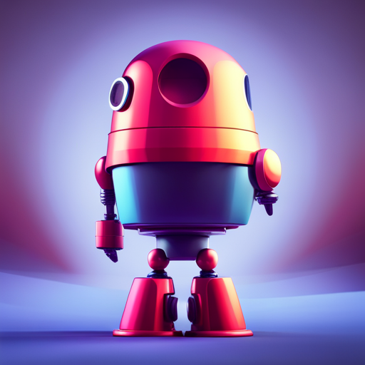 tiny, cute robot, front facing view, low poly, rubber, playful colors, futuristic, geometric shapes, minimalistic design, 3D modeling, animation, small scale