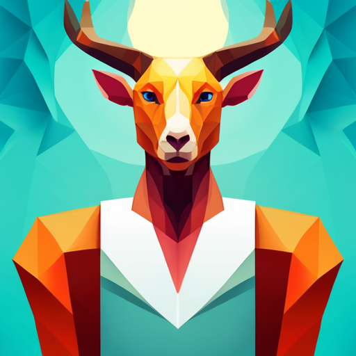 abstract, vectors, geometric shapes, low-poly, small, goat, antlers, robots, technology, future, surrealism