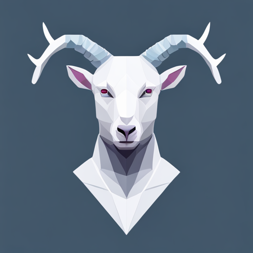 geometric shapes, low-poly, abstract, vector, small, goat, antlers, robot, white background