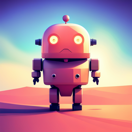 tiny, cute, robot, front-facing view, geometric shapes, low-poly, rubber