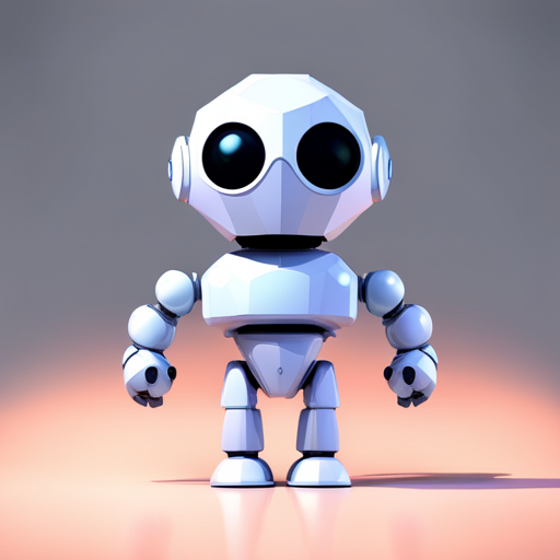 cute, robot, low-poly, rubber, white background, front-facing view