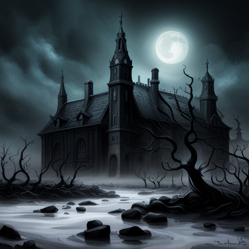 Lovecraftian horror, village, dark, mysterious, otherworldly, eldritch, cosmic horror, ancient civilization, tentacles, Cthulhu, madness, eerie atmosphere, gothic architecture, foggy landscape, twisted trees, eldritch entities, gloomy skies