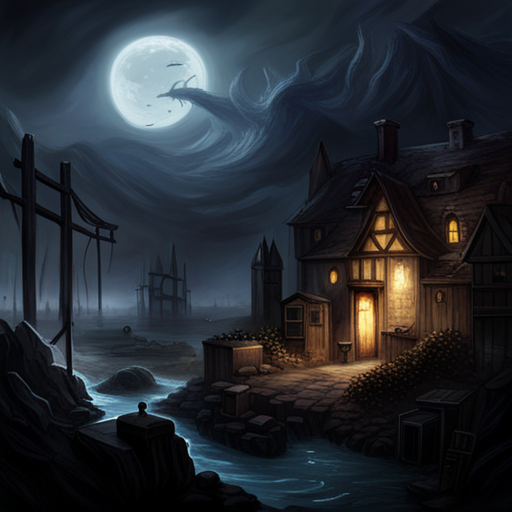 lovecraftian, village, dark, mysterious