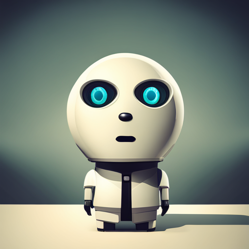 tiny, cute, robot, front-facing-view, low-poly, rubber, white-background