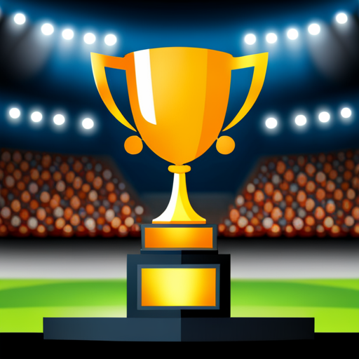 Detailed sprite of a golden trophy, with glowing text that reads 'Most Valuable Player' against a backdrop of a stadium packed with cheering fans