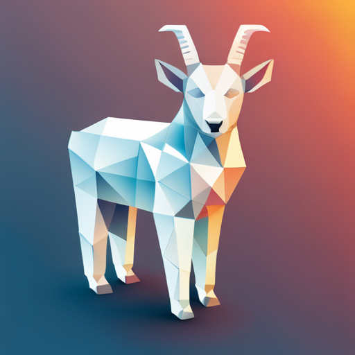 Abstract, Vector, Low-Poly, Small, Goat, Antlers, Robot, Futuristic, Shiny, Metallic, Artificial, Gradients, Triangles, Geometric, Blocky, Polygonal, Facets, Digital, Complex, Sharp