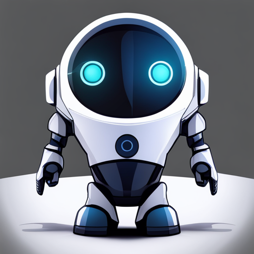 tiny, cute, robot, front-facing view, low-poly, rubber, white background