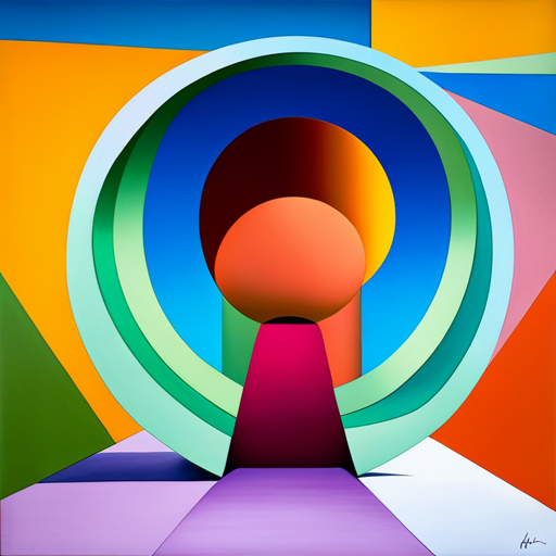 Circular, non-representational, shape, minimalist, geometric, abstract expressionism, color field painting, hard-edge, op art