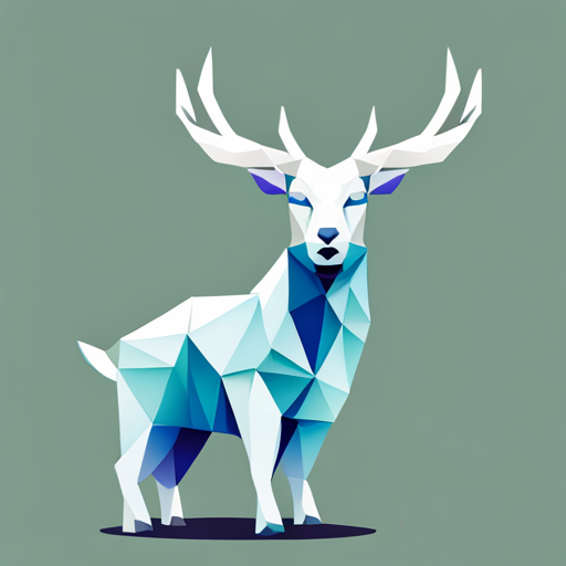 geometric shapes, abstract, vector, small scale, robotics, antlers, goat, low-poly