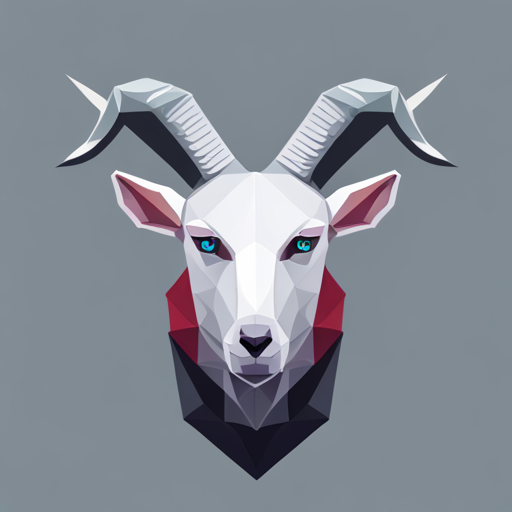 abstract, vector, low-poly, geometry, small, goat, antlers, robot, white background, stark contrast, sharp edges