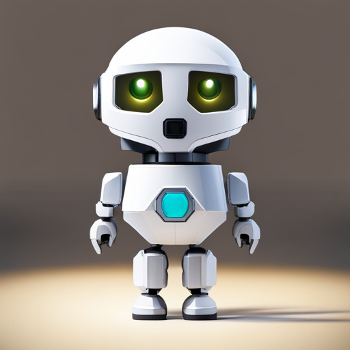 tiny, cute, robot, low-poly, front-facing view, rubber texture, white background