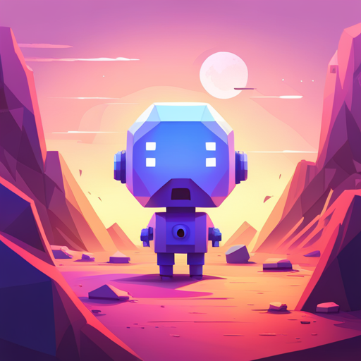 tiny robot, cute, front facing, geometric shapes, rubber material, low-poly style
