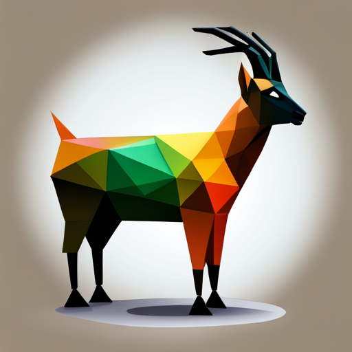 abstract, vector, geometric shapes, low poly, small, goat, antlers, robot