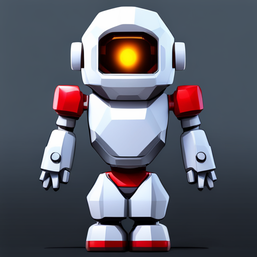 tiny, cute, robot, front-facing view, low-poly, rubber