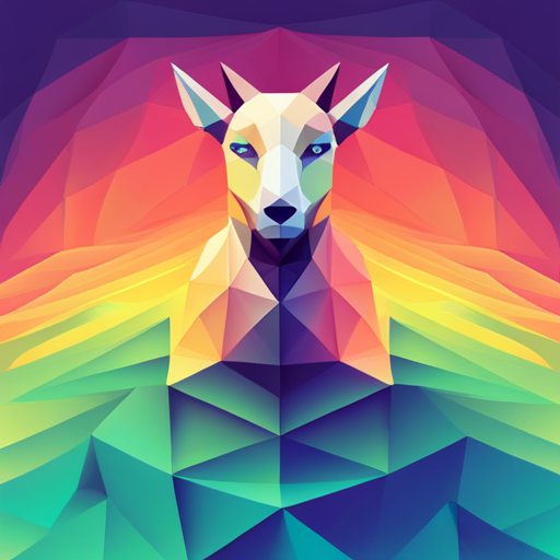 abstract, vector, low-poly, small, robot, goat, geometric shapes, patterns, minimalist, polygons, triangular, angles, neon colors, contrasting, textured, dynamic