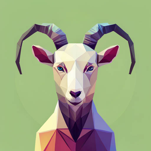 small goat, antlers, robot, geometric shapes, vector, abstract art, low-poly style