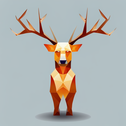 geometric shapes, abstract, vector, antlers, robot, small scale, low poly