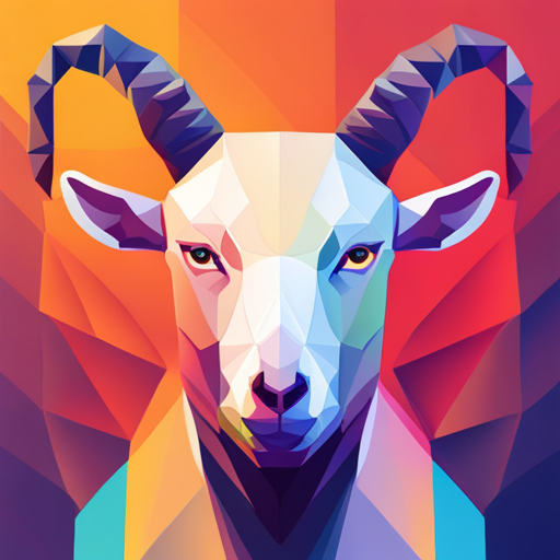 abstract, vector, low-poly, geometric shapes, small, goat, antlers, robot, white background