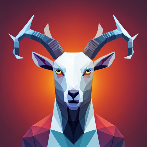 abstract design, vector graphics, low-poly modeling, small scale, goats, antlers, robots, white background