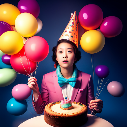 cute, vibrant, animated, birthday, celebration, characters, balloons, cake, party, joy, happiness, anime, manga, kawaii, colorful, energetic, dynamic, whimsical, playful, lively, cheerful, festive, animated cartoon, cute animals, magical, youthful, fun, party hats, confetti, streamers